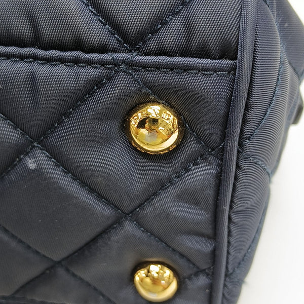 Quilted Nylon Shoulder Bag Blue