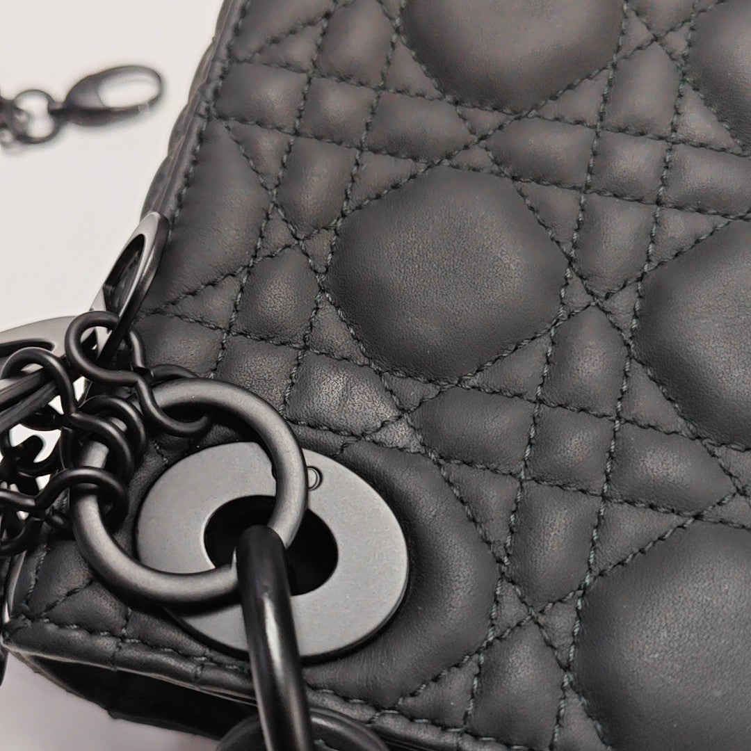 Lady Dior Mini Cannage Calfskin Black