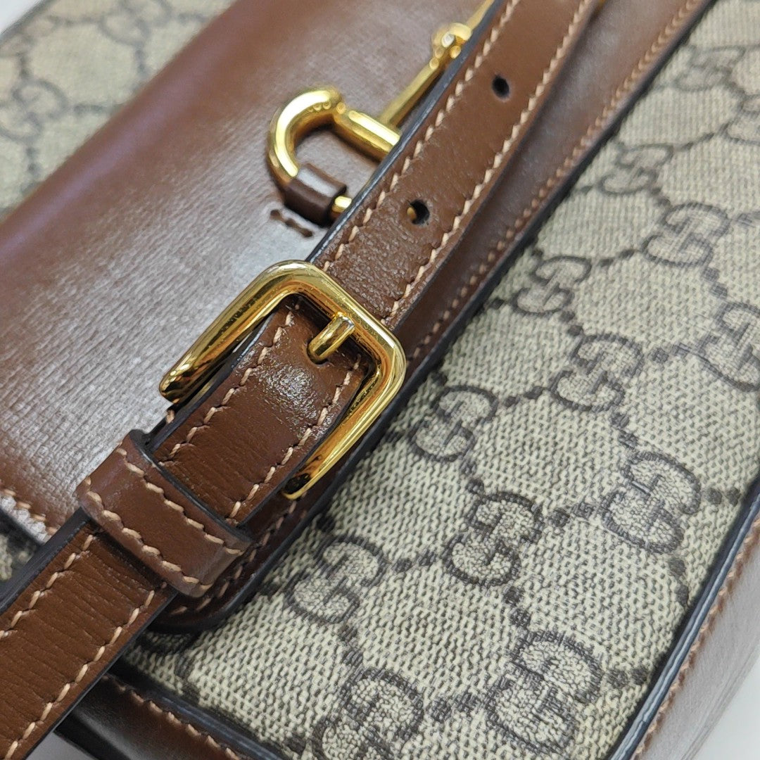 Horsebit 1955 Small Coated Canvas Beige