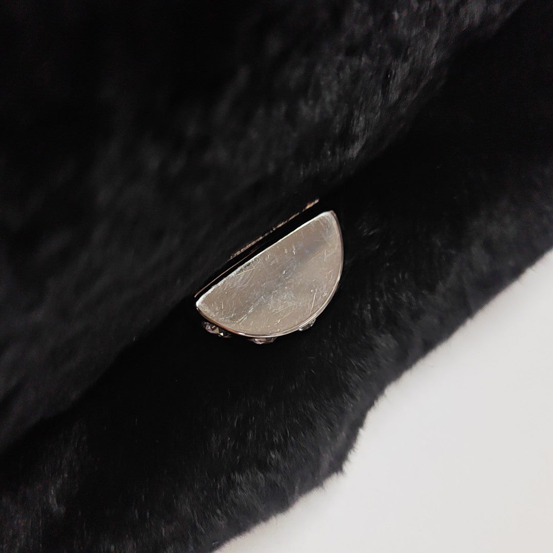 Rabbit Fur Shoulder Bag Black