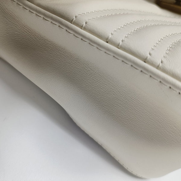 GG Marmont Mini Quilted Calfskin White