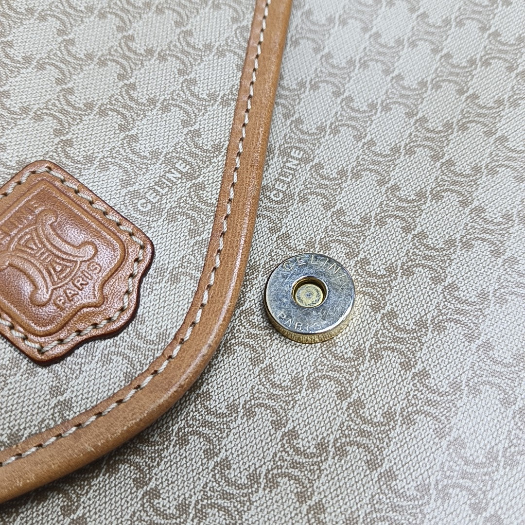 Coated Canvas Shoulder Bag Beige