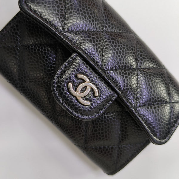 Quilted Grained Calfskin Wallet Black