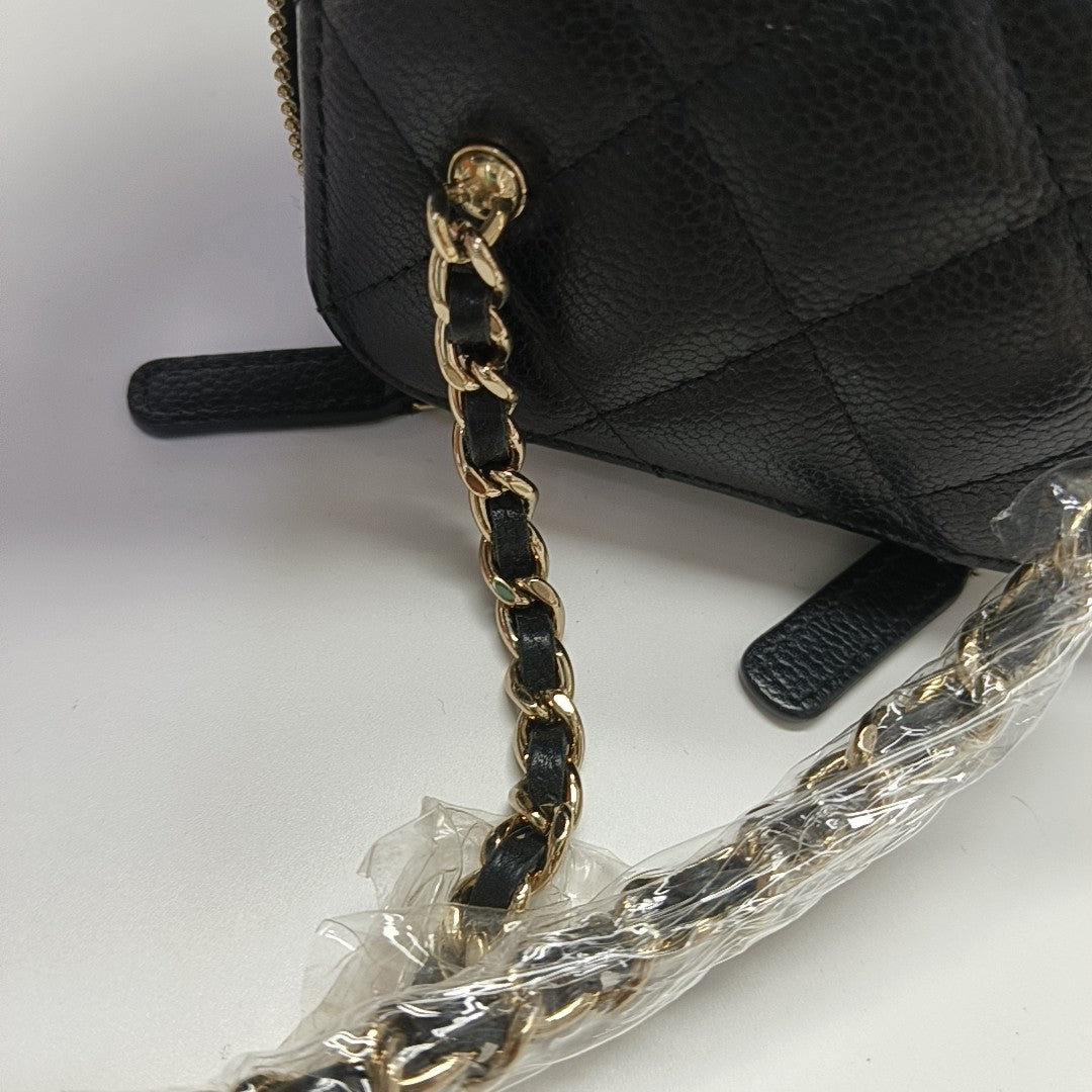VANITY CASE Mini Quilted Grained Calfskin Black