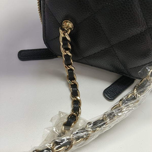 VANITY CASE Mini Quilted Grained Calfskin Black