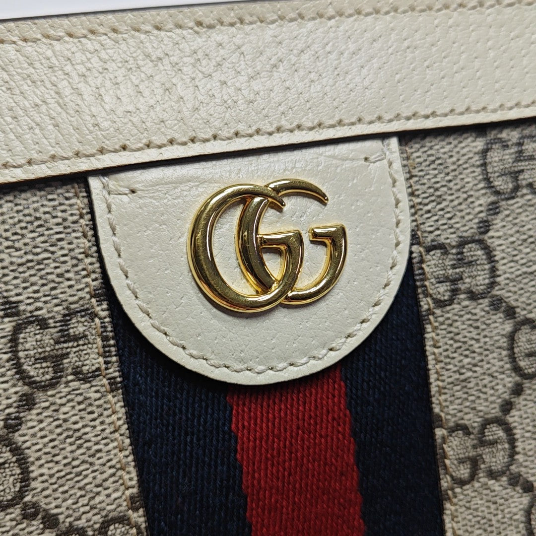 Ophidia Small Monogram Coated Canvas Beige