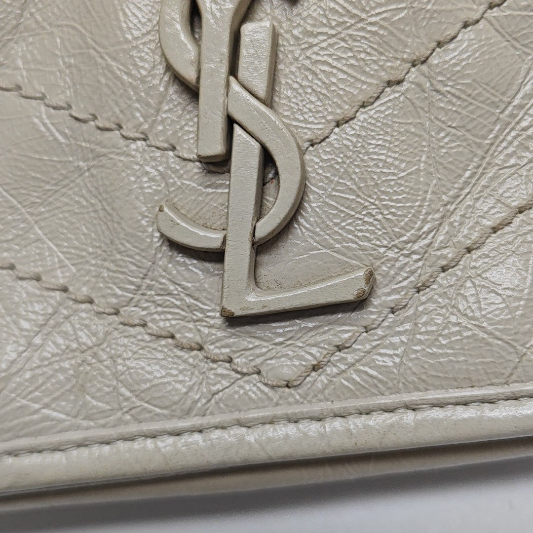 NIKI Mini Chevron Calfskin White