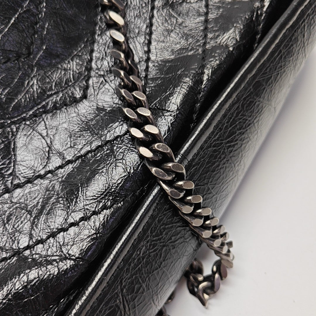 NIKI Large Chevron Calfskin Black