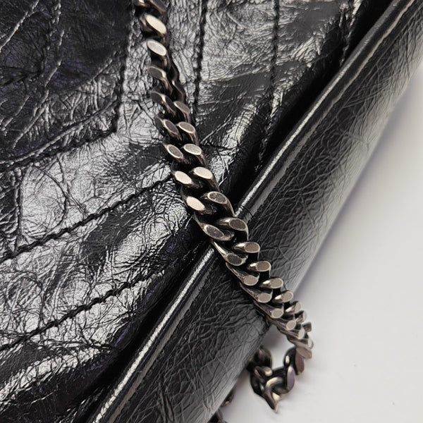 NIKI Large Chevron Calfskin Black