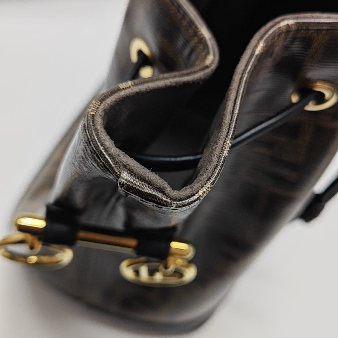 Mon Tresor Small Coated Canvas Brown