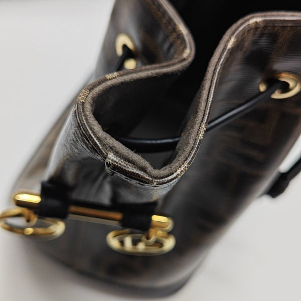 Mon Tresor Small Coated Canvas Brown