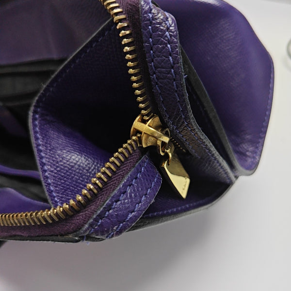 Calfskin Top Handle Bag Purple