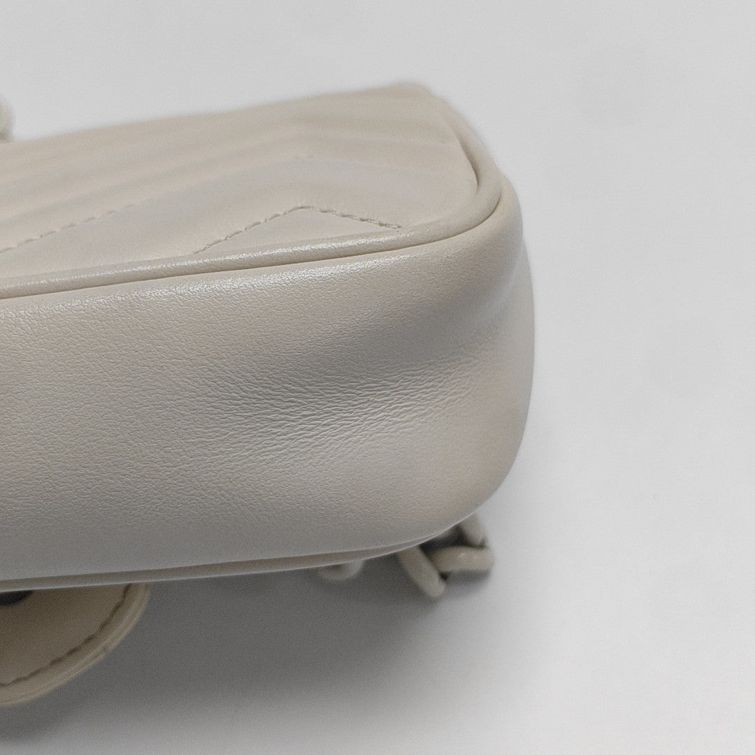 GG Marmont Mini Quilted Calfskin White