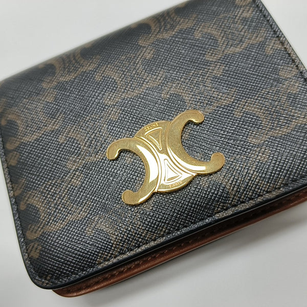 Cartera TRIOMPHE de lona revestida marrón