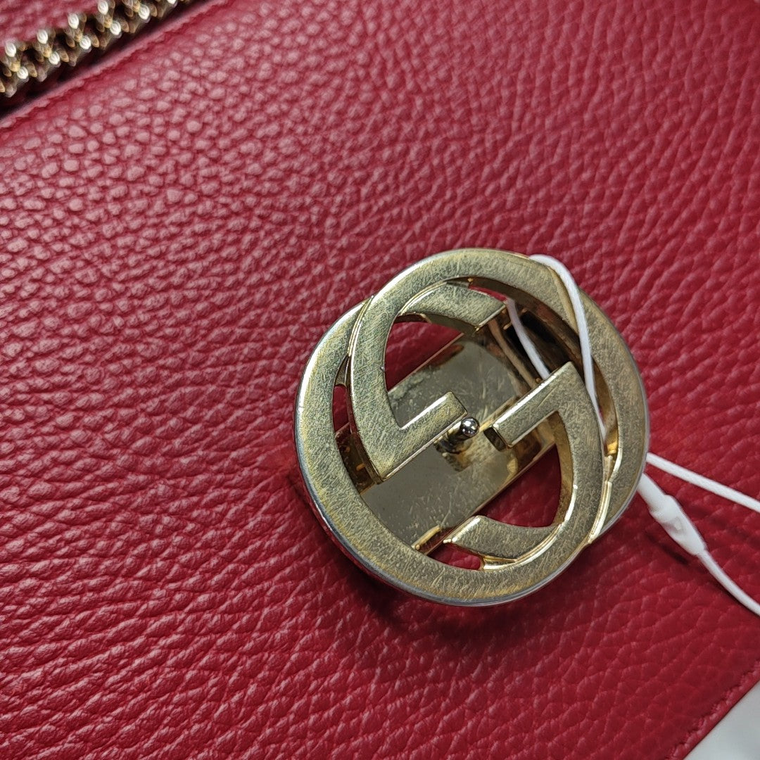 Interlocking G Small Calfskin Red