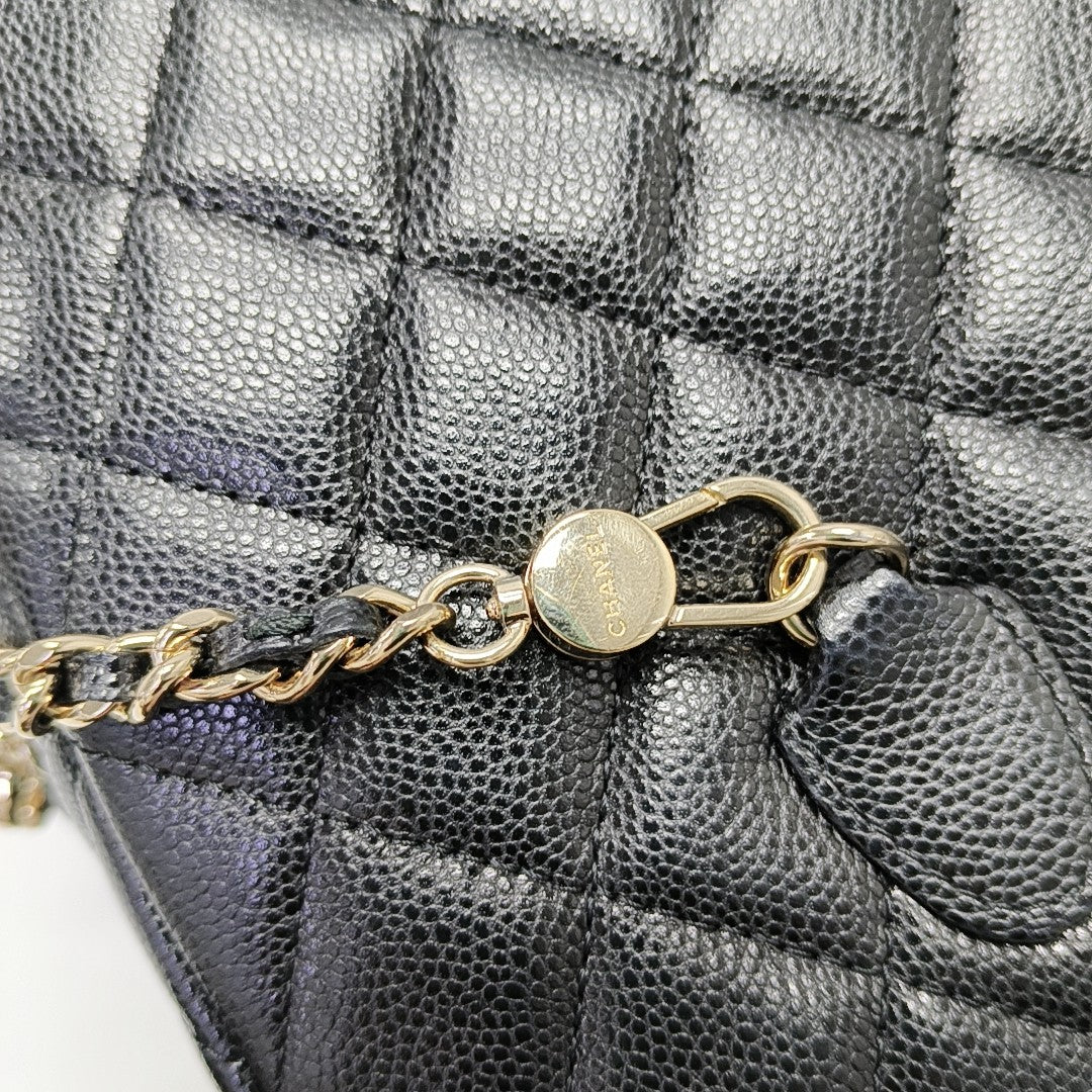 Mini Quilted Grained Calfskin Black