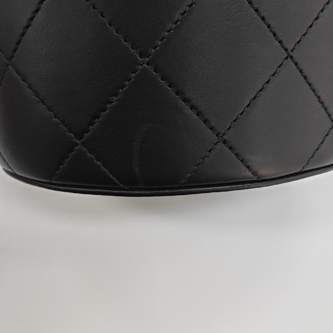 Quilted Calfskin Bucket Bag Black
