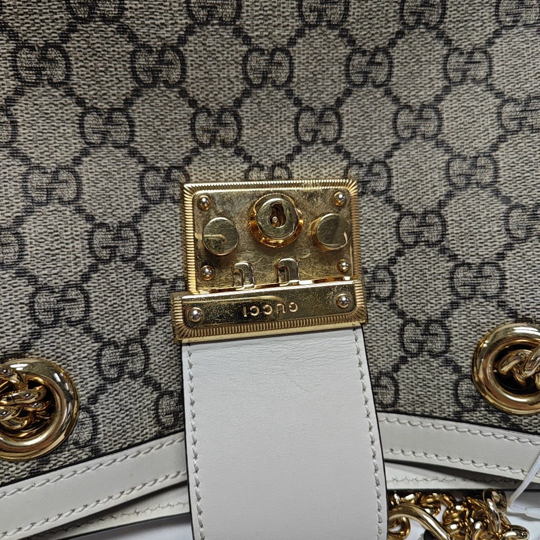 Padlock Small Monogram Coated Canvas Beige