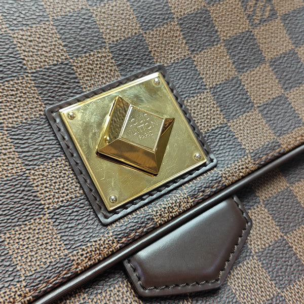 BERGAMO MM Damier Ebene Coated Canvas Brown
