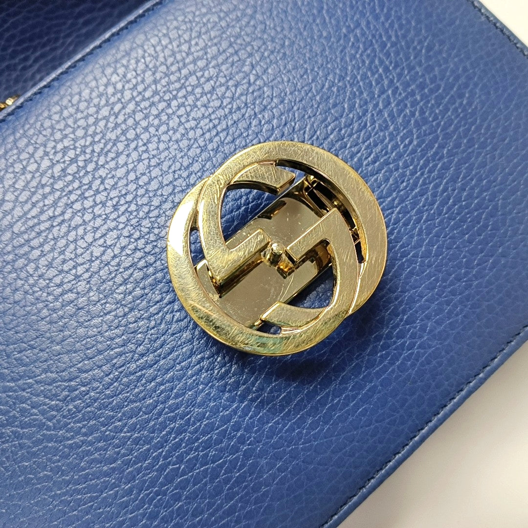 Interlocking G Small Calfskin Blue