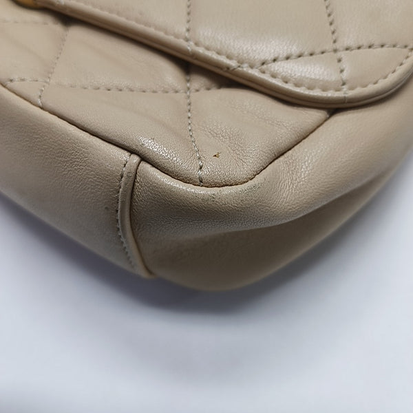 Quilted Lambskin Shoulder Bag Beige