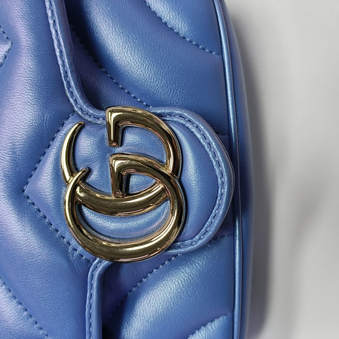 GG Marmont Super Mini Lambskin Blue