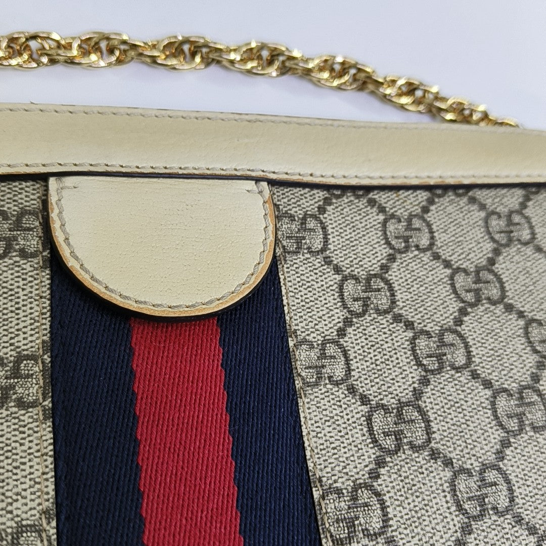 Ophidia Small Monogram Coated Canvas Beige