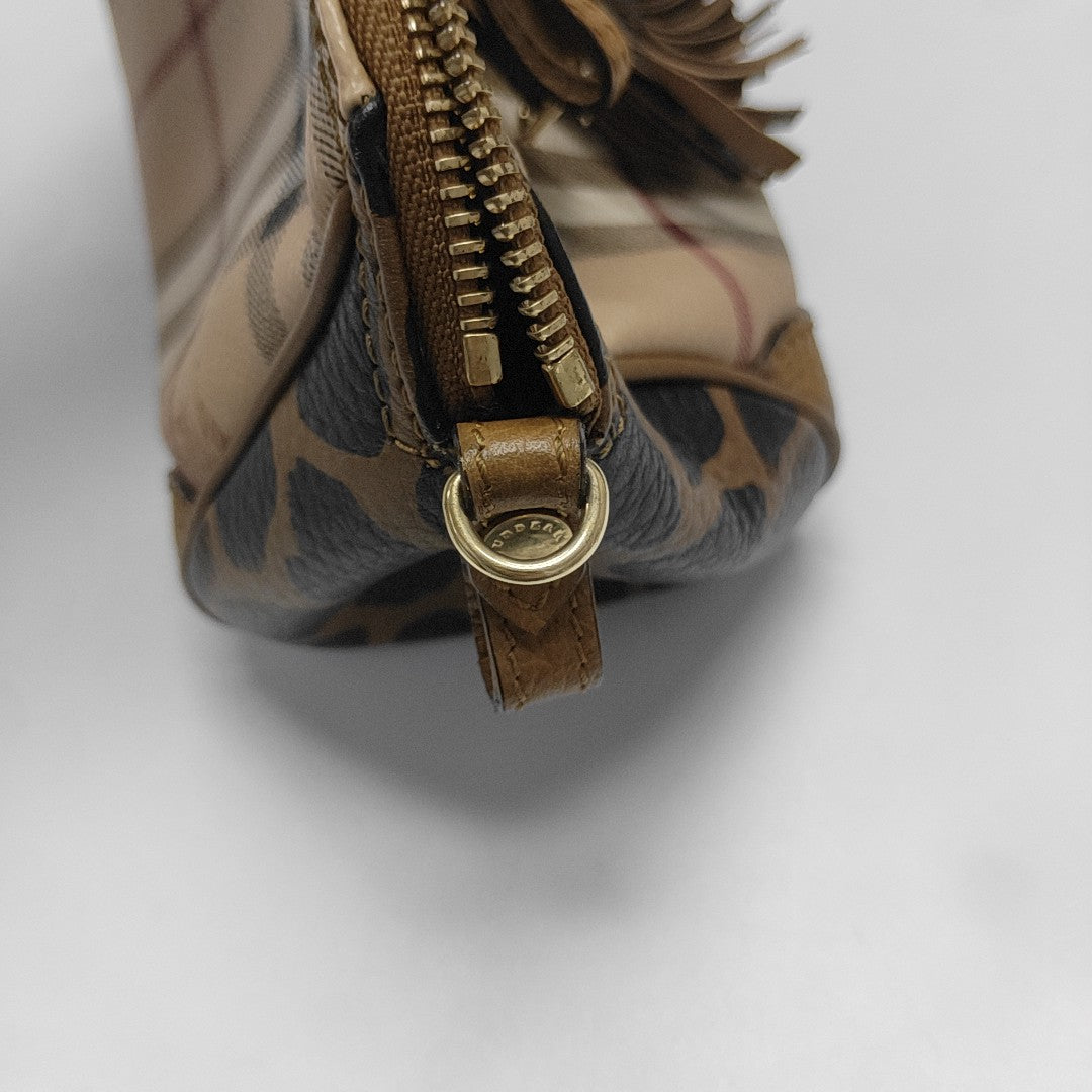 Coated Canvas Shoulder Bag Brown