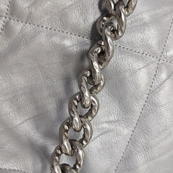 Quilted Calfskin Tote Bag Silver