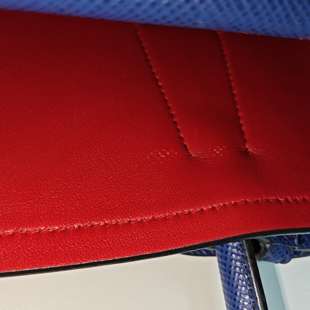 Double Medium Saffiano Calfskin Blue