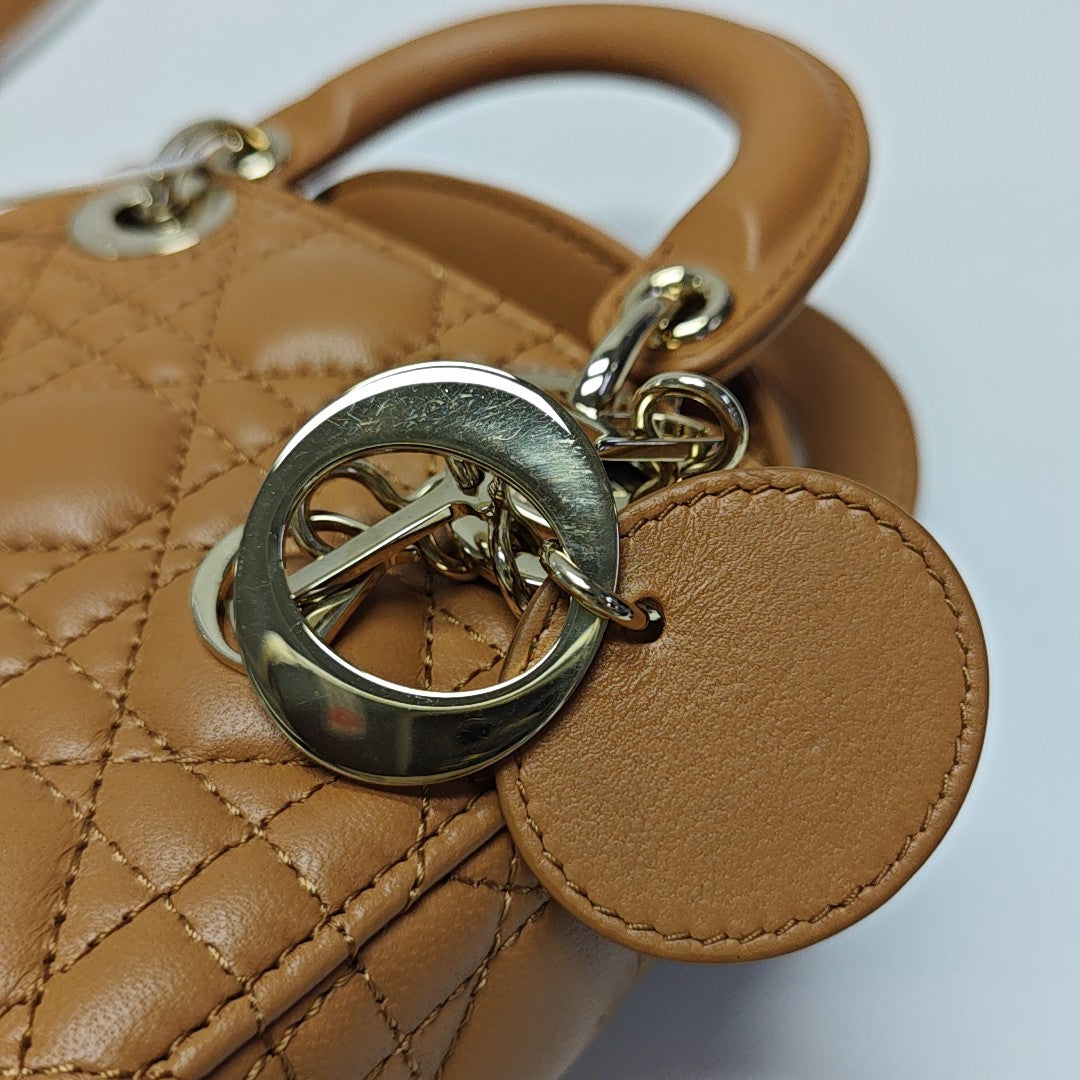 Lady Dior Super Mini Cannage Lambskin Brown