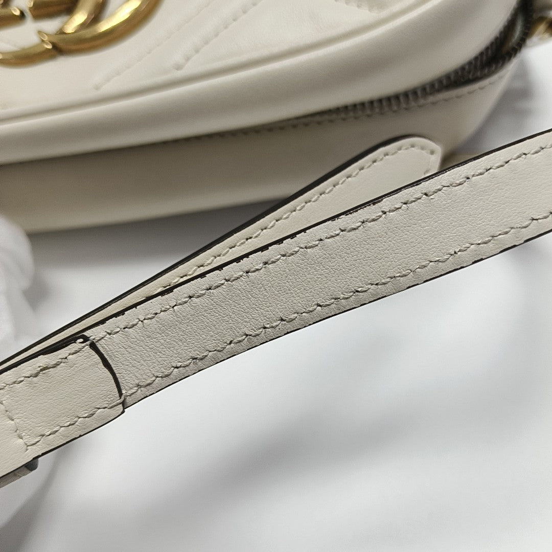 GG Marmont Small Quilted Calfskin White