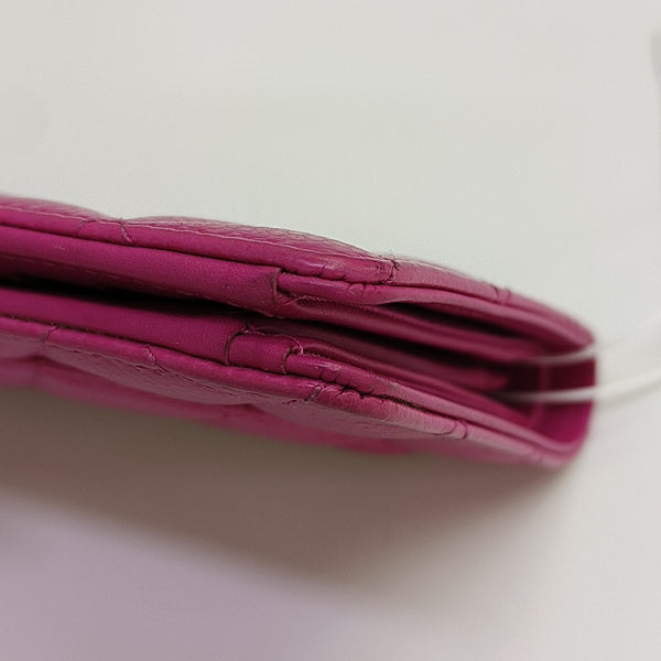 Quilted Grained Calfskin Wallet Pink