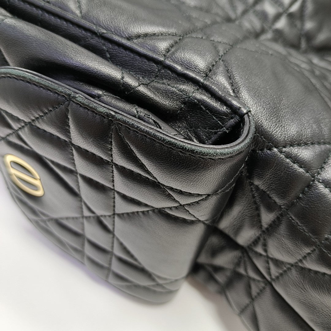 Cannage Lambskin Shoulder Bag Black