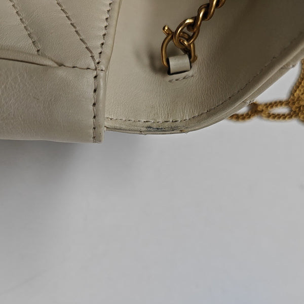 GG Marmont Mini Quilted Calfskin White