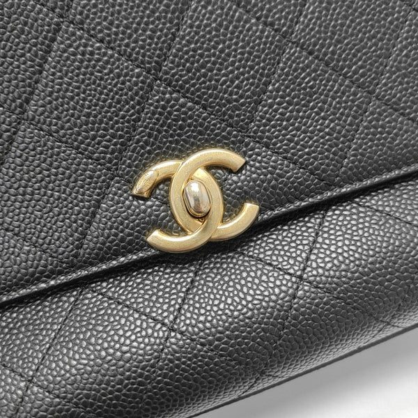 Quilted Grained Calfskin Shoulder Bag Black