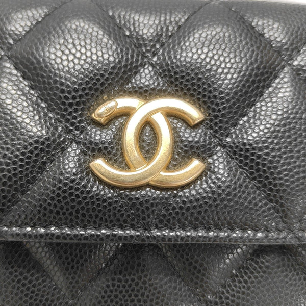 Quilted Grained Calfskin Shoulder Bag Black