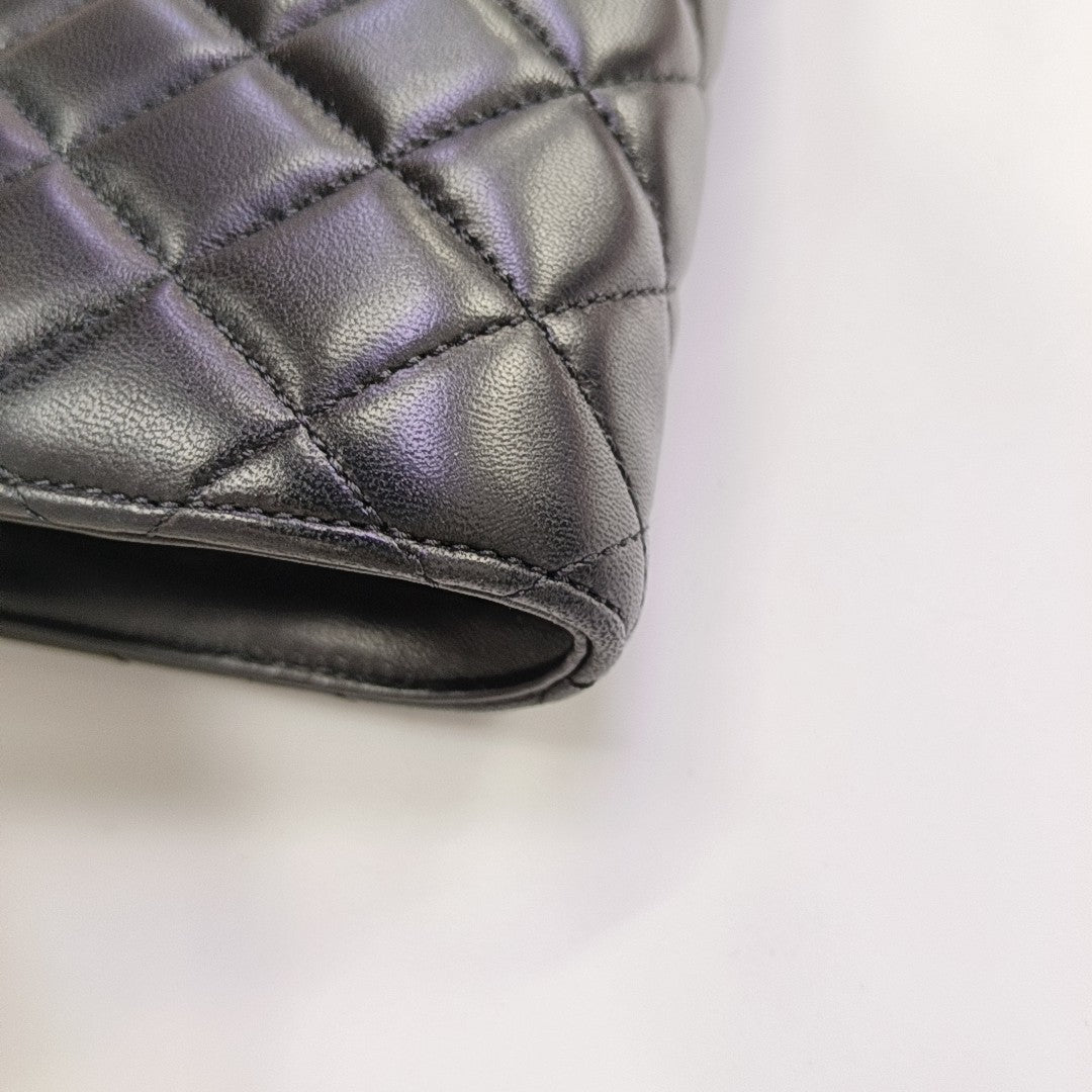 Quilted Lambskin Top Handle Bag Black