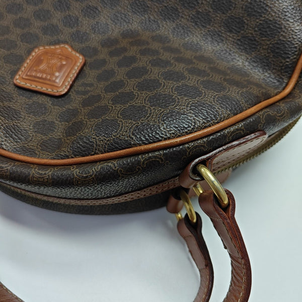 Coated Canvas Top Handle Bag Brown