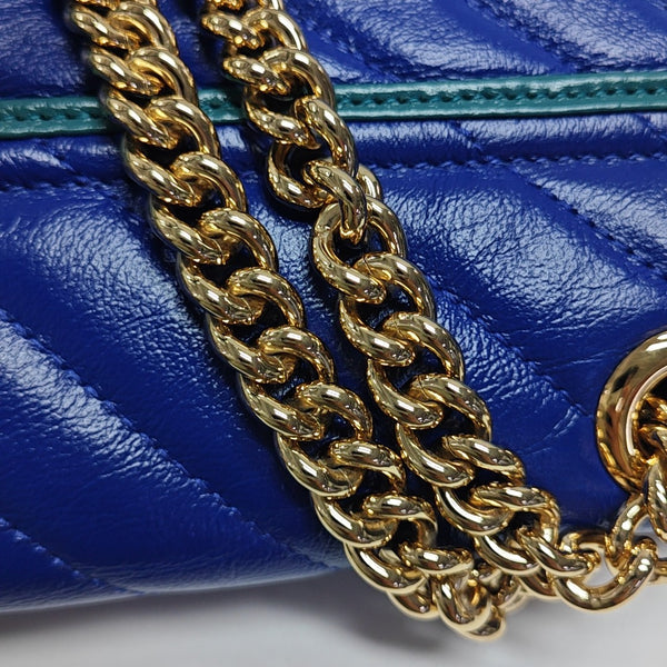 GG Marmont Medium Quilted Calfskin Blue