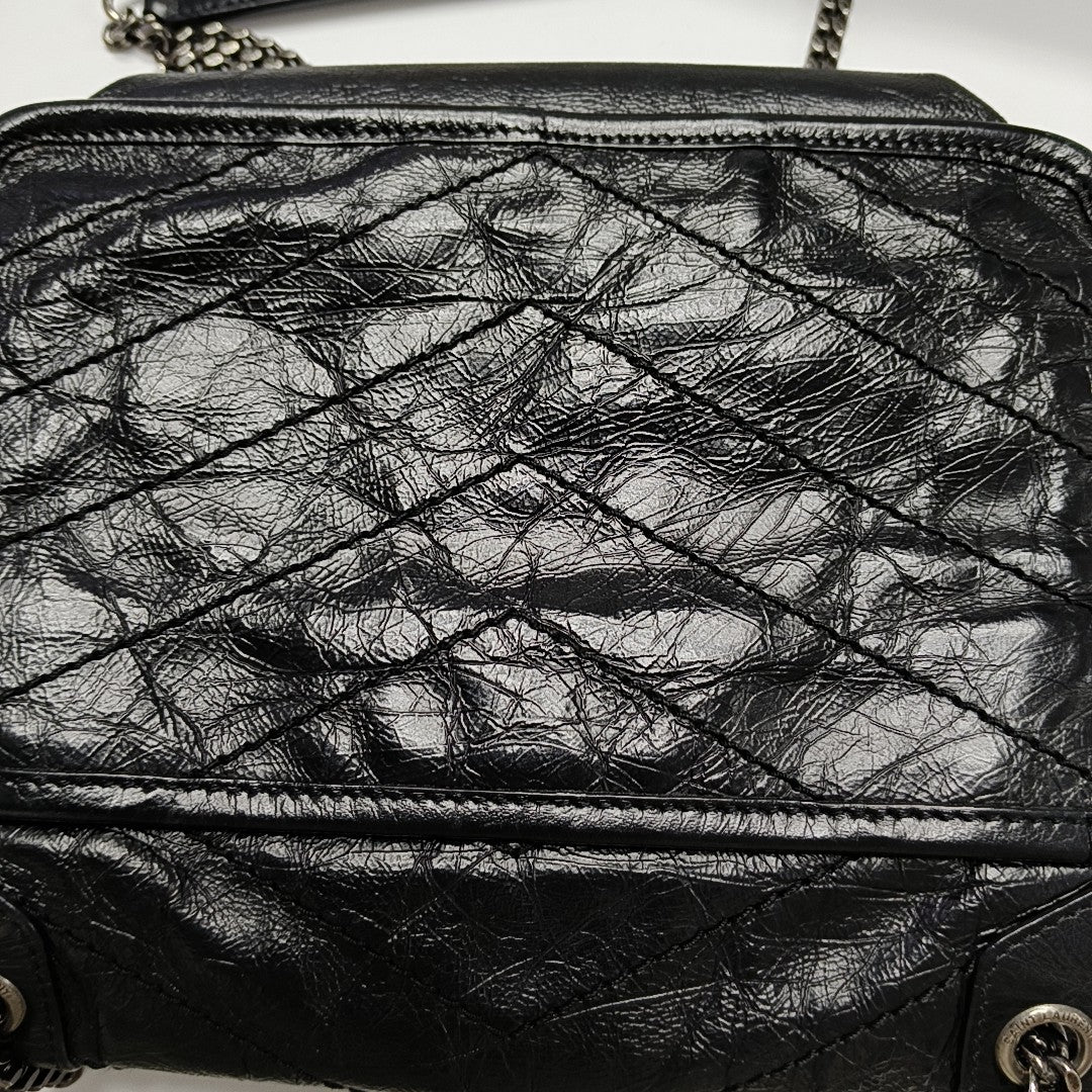 NIKI Small Chevron Calfskin Black