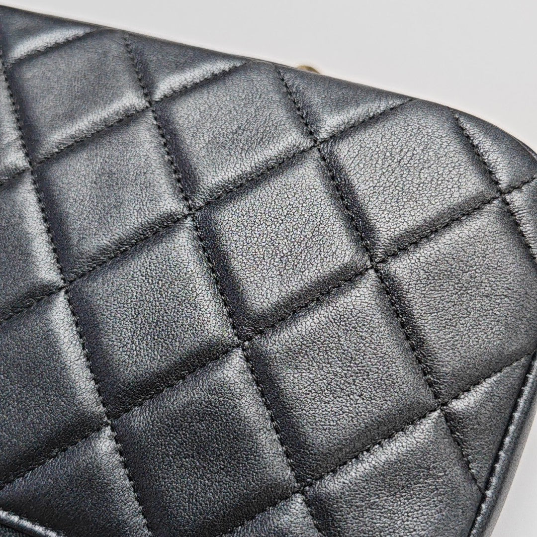 Quilted Lambskin Shoulder Bag Gray