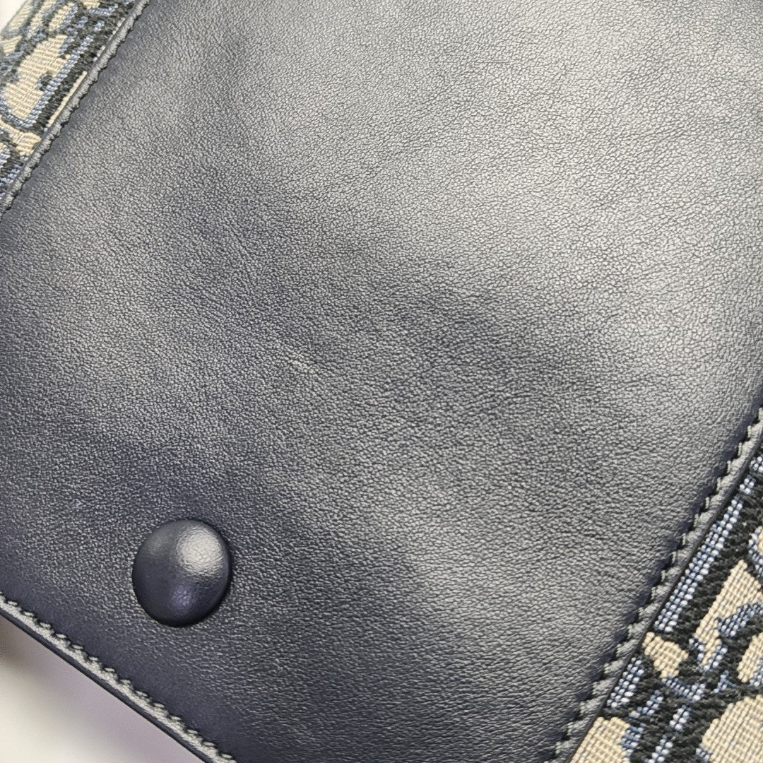 CD Signature Small Oblique Calfskin Blue
