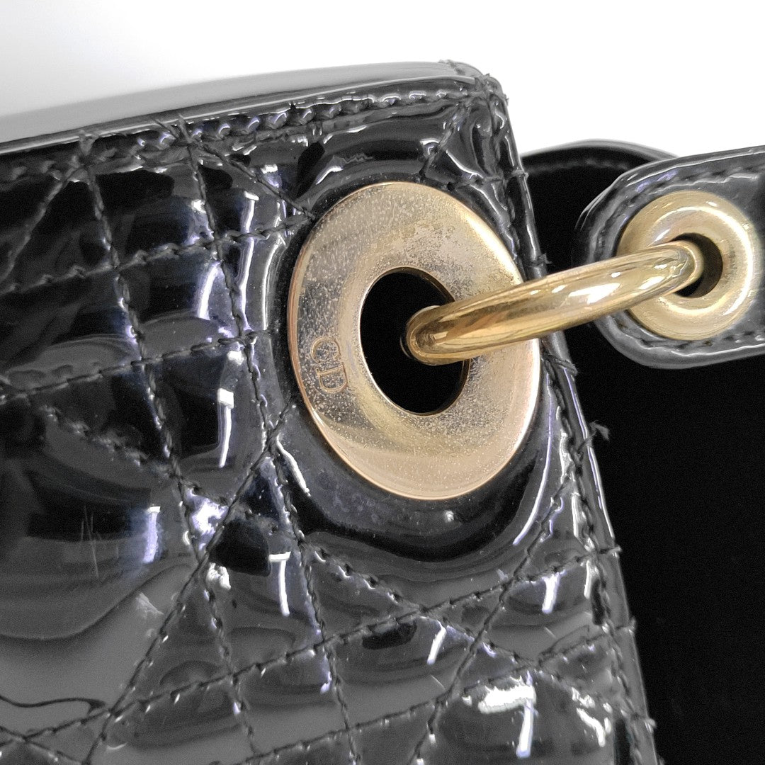 Lady Dior Mini Cannage Patent Leather Black