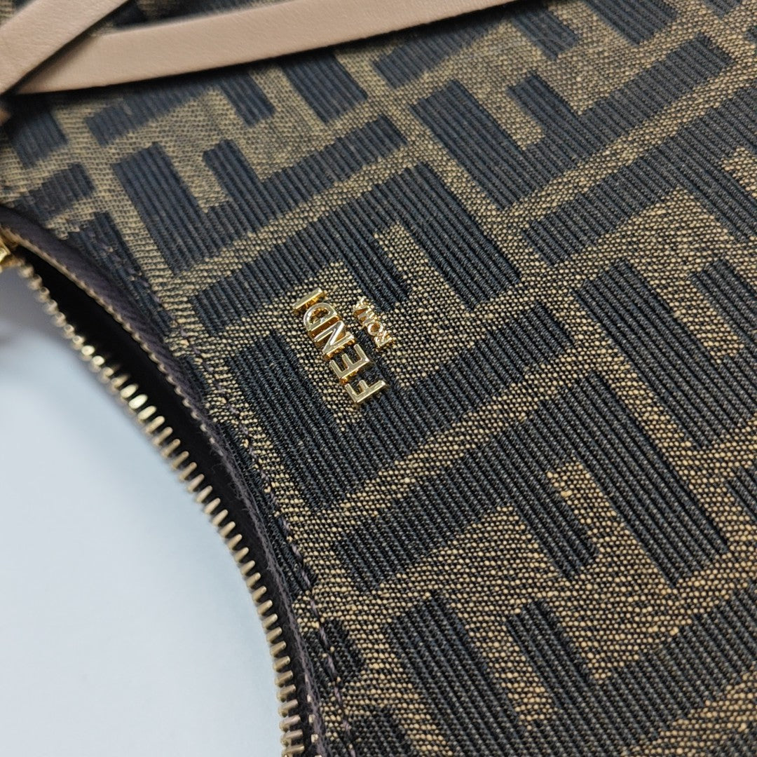 Fabric Top Handle Bag Brown