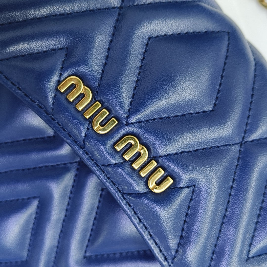 Quilted Calfskin Shoulder Bag Blue