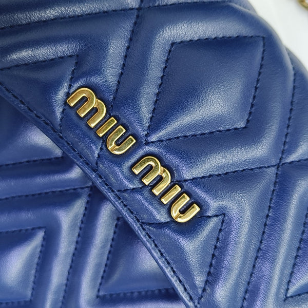 Quilted Calfskin Shoulder Bag Blue