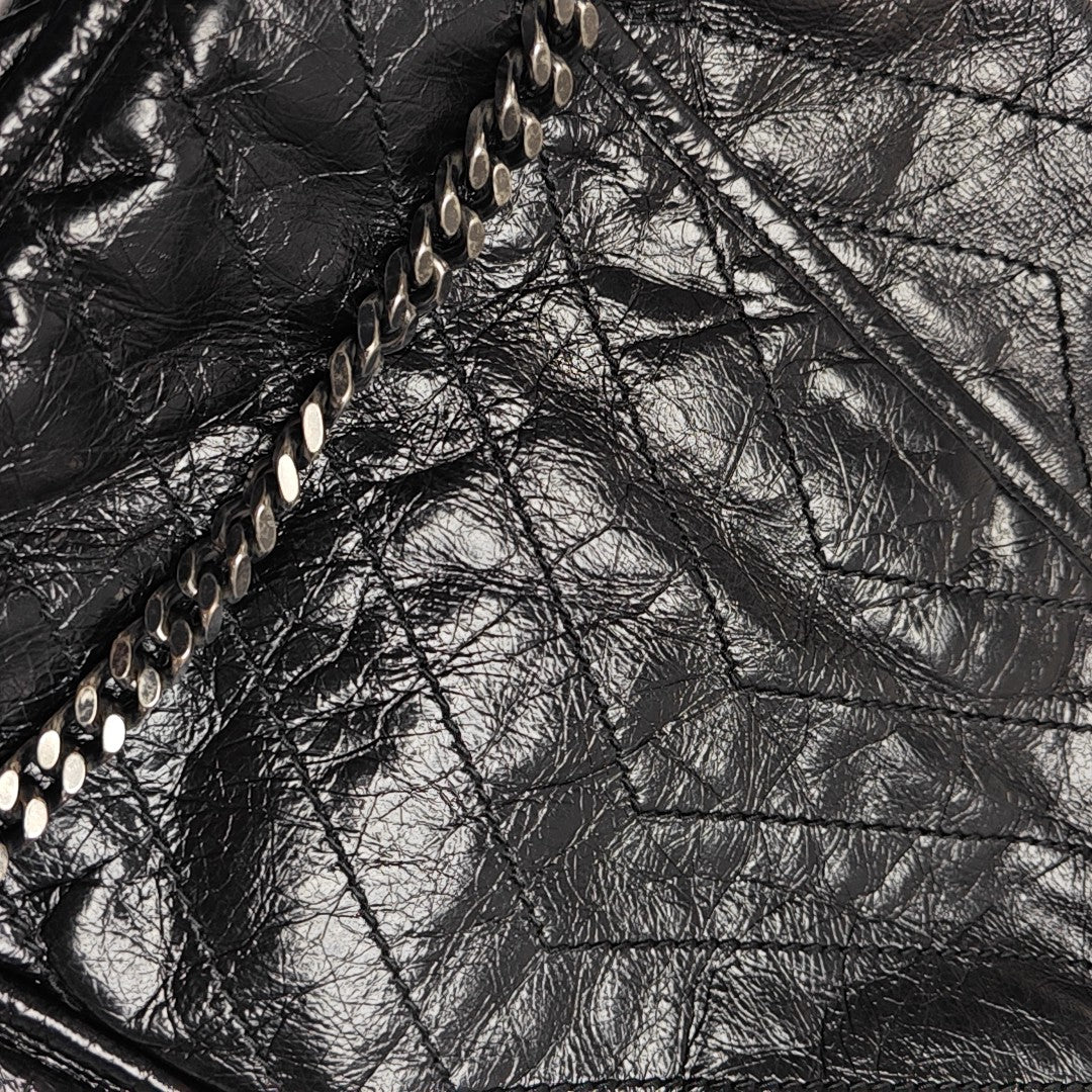 NIKI Large Chevron Calfskin Black