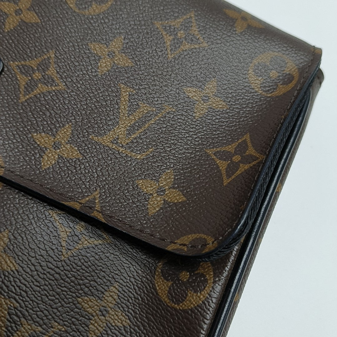 S LOCK Monogram Coated Canvas Brown