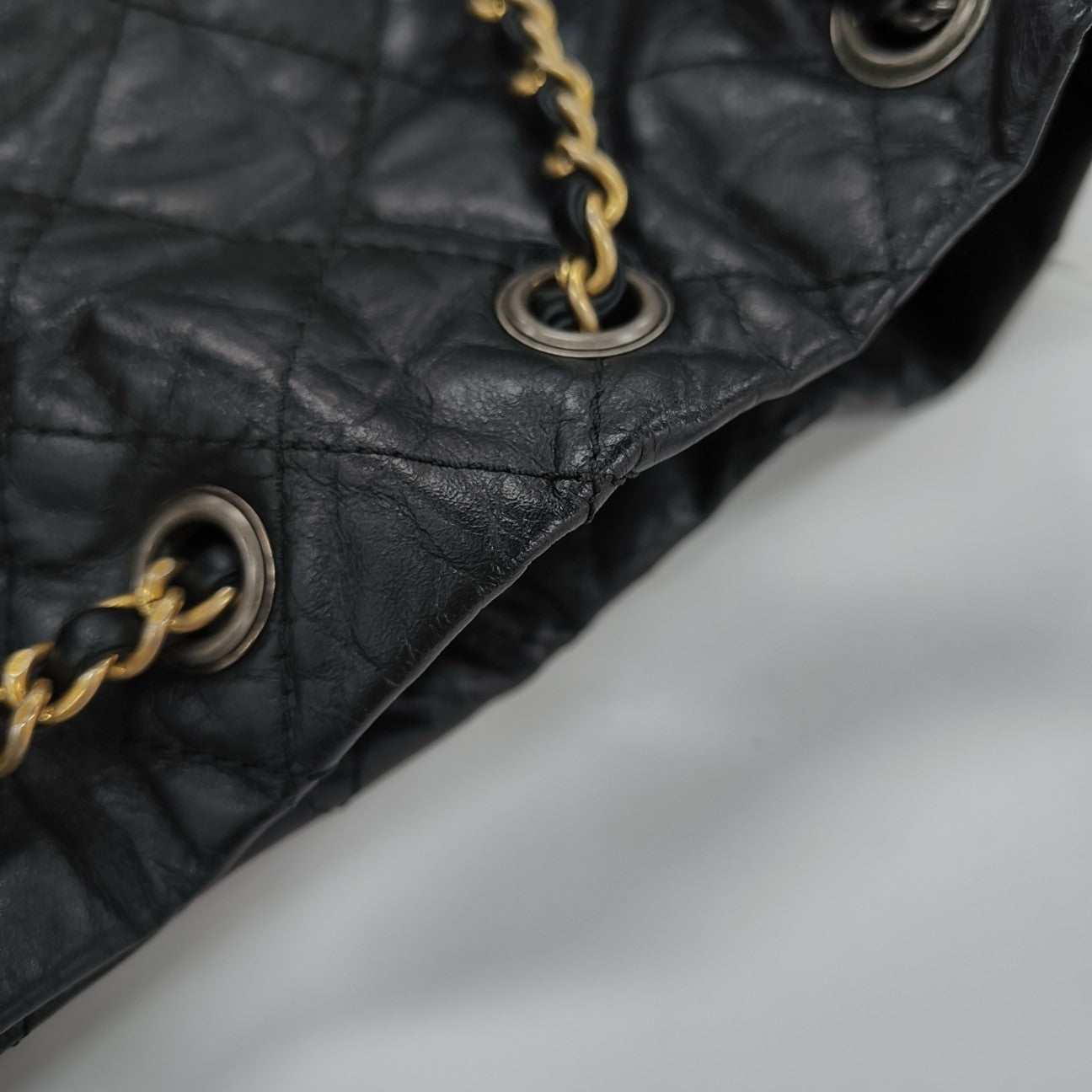 Quilted Calfskin Bucket Bag Black